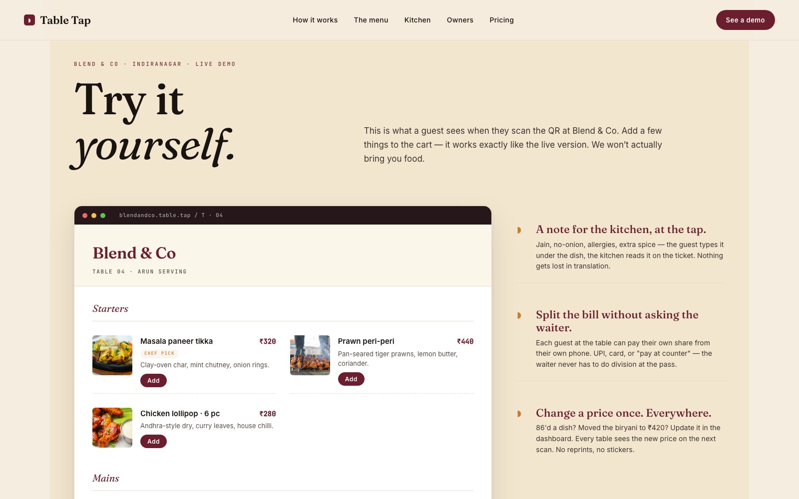 Table Tap — core mechanism